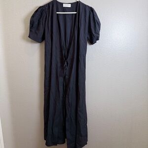 Pinkyotto New York Dress Womens Size Smal Black Puff Sleeve Tie Waist Midi Dress